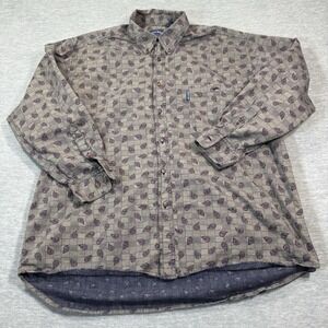 Canyon‎ Ridge Shirt Men 2XB Beige Paisley Long Sleeve Button Up Big Western VTG